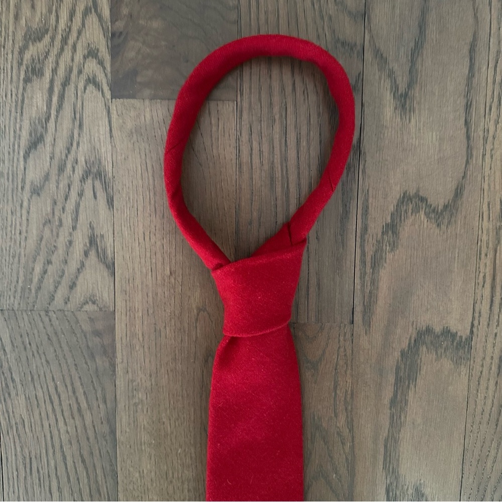Vintage Yves Saint Laurent Men's Brushed Wool Necktie in Red - Picture 9 of 9